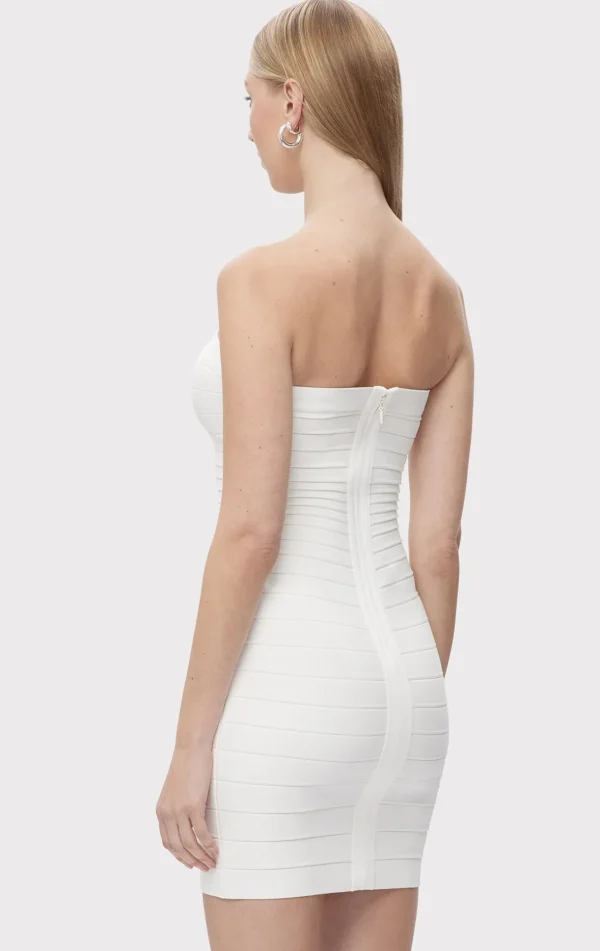 Women Hervé Léger Dresses-STRAPLESS BANDED MINI DRESS
