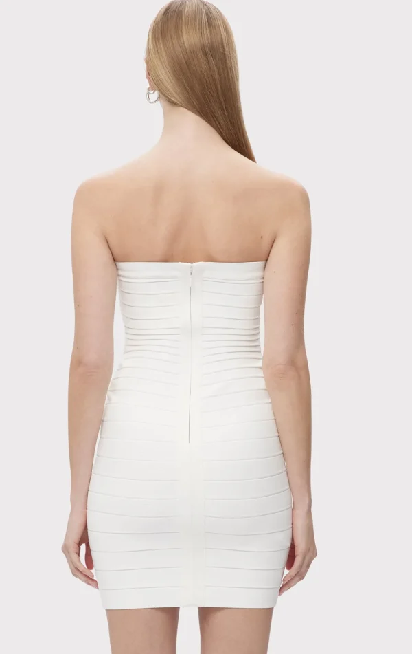 Women Hervé Léger Dresses-STRAPLESS BANDED MINI DRESS