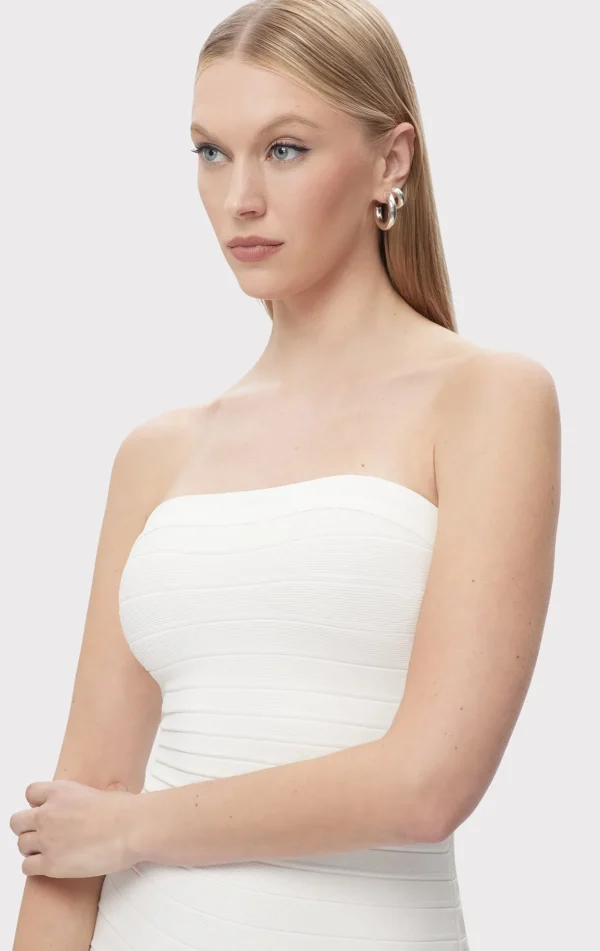 Women Hervé Léger Dresses-STRAPLESS BANDED MINI DRESS