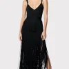 Women Hervé Léger Dresses | Gowns-STRAPPY OTTOMAN FRINGE GOWN
