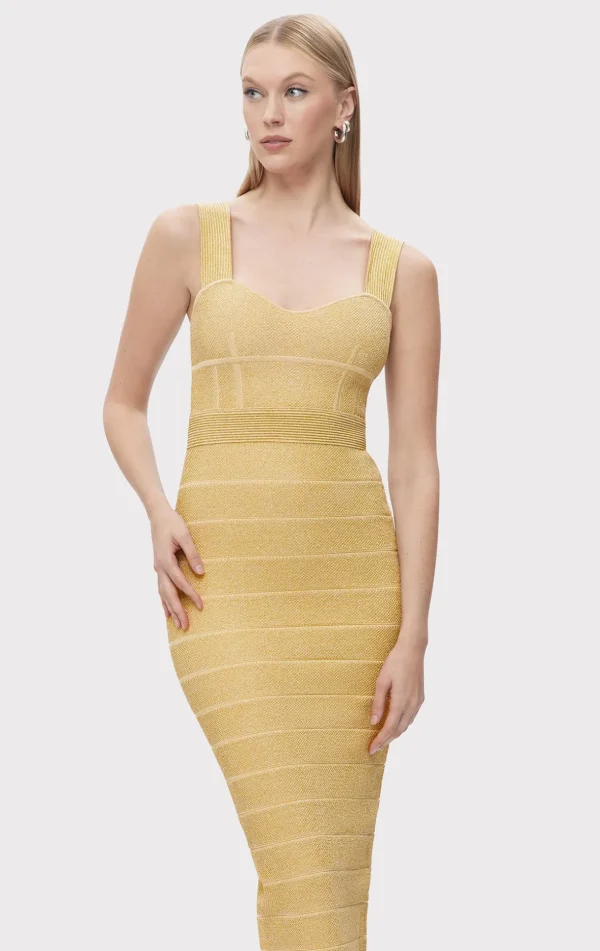 Women Hervé Léger Dresses | Gowns-TEXTURED LUREX SWEETHEART GOWN