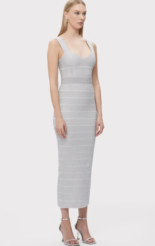 Women Hervé Léger Dresses | Gowns-TEXTURED LUREX SWEETHEART GOWN