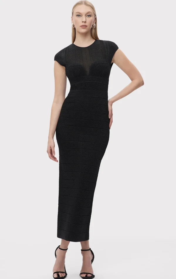 Women Hervé Léger Dresses | Gowns-TEXTURED SHEER BUSTIER GOWN