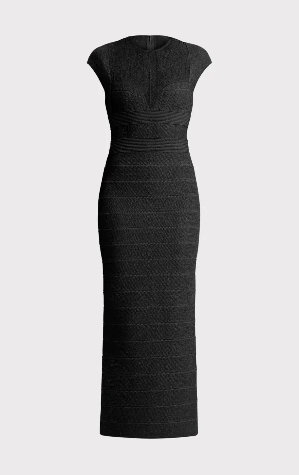Women Hervé Léger Dresses | Gowns-TEXTURED SHEER BUSTIER GOWN