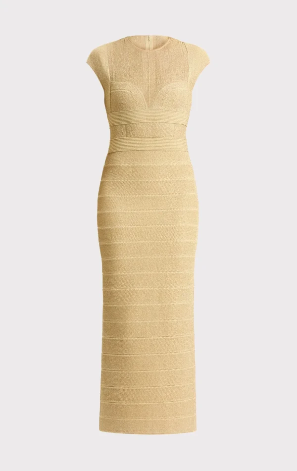 Women Hervé Léger Dresses | Gowns-TEXTURED SHEER BUSTIER GOWN