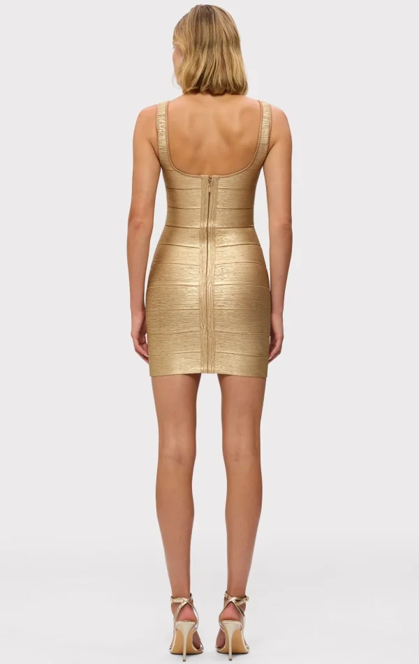 Women Hervé Léger Dresses-THE METALLIC GABRIELLA DRESS