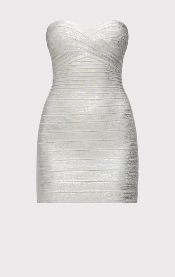 Women Hervé Léger Dresses-THE METALLIC ISLA DRESS