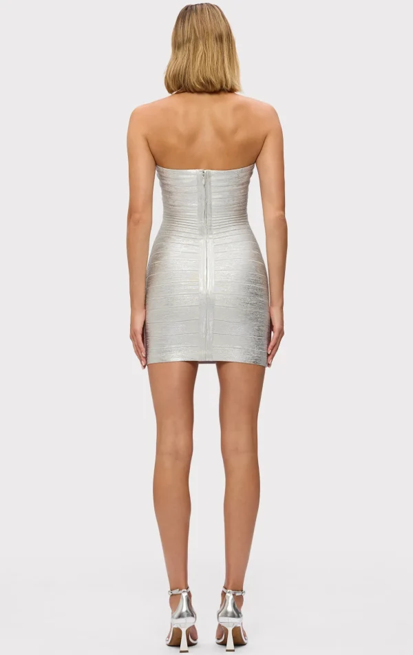 Women Hervé Léger Dresses-THE METALLIC ISLA DRESS