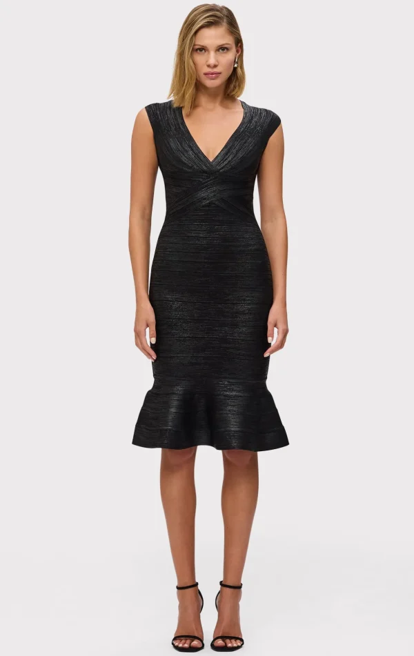Women Hervé Léger Dresses-THE METALLIC SOPHIE DRESS