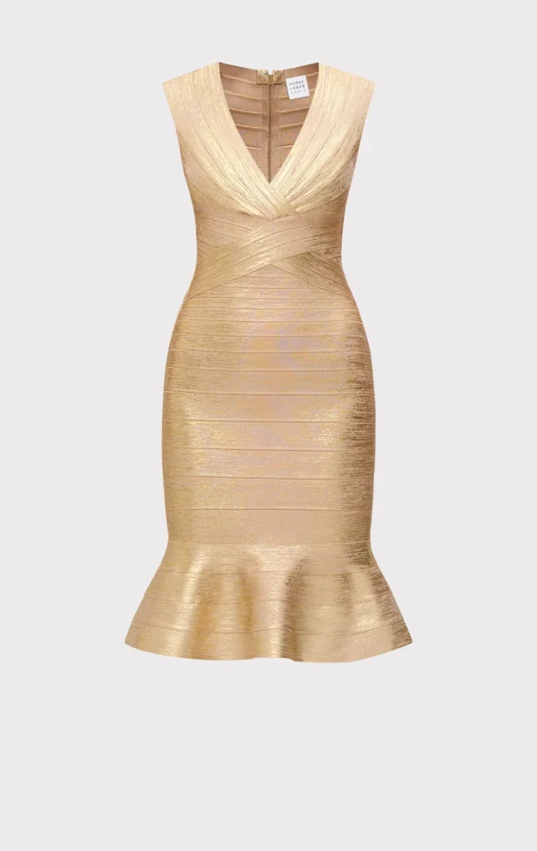 Women Hervé Léger Dresses-THE METALLIC SOPHIE DRESS