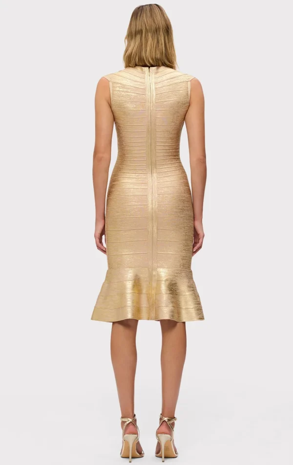 Women Hervé Léger Dresses-THE METALLIC SOPHIE DRESS