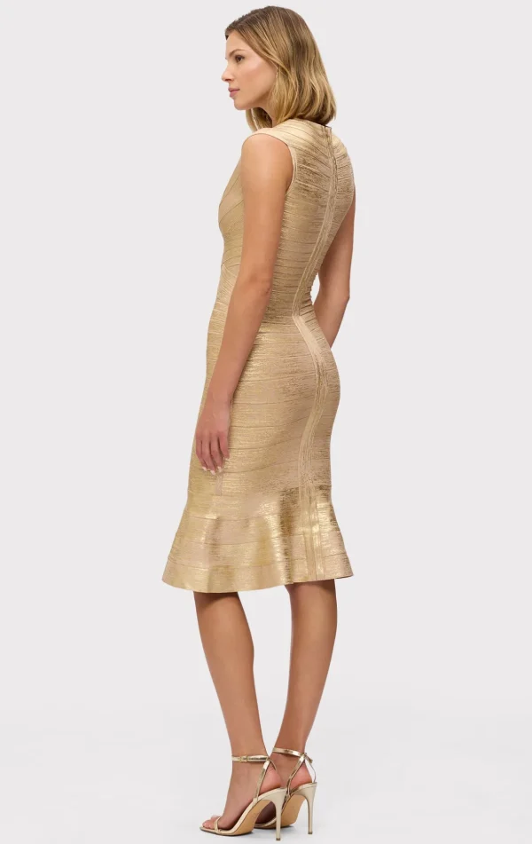 Women Hervé Léger Dresses-THE METALLIC SOPHIE DRESS