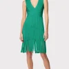 Women Hervé Léger Dresses-V NECK FRINGED MIDI DRESS